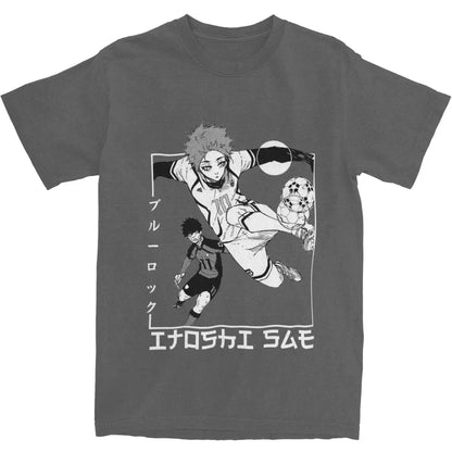 Men's T Shirt Itoshi Sae Blue Lock In Japanese T Shirts Hip Hop Anime Summer Tee Shirt Vintage Pattern 100% Cotton Clothes Gift