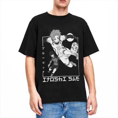 Men's T Shirt Itoshi Sae Blue Lock In Japanese T Shirts Hip Hop Anime Summer Tee Shirt Vintage Pattern 100% Cotton Clothes Gift