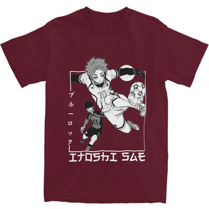 Men's T Shirt Itoshi Sae Blue Lock In Japanese T Shirts Hip Hop Anime Summer Tee Shirt Vintage Pattern 100% Cotton Clothes Gift